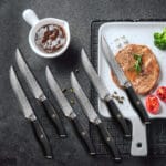 Steakmesser Set 6 teilig Damast schwarz – Bild 2