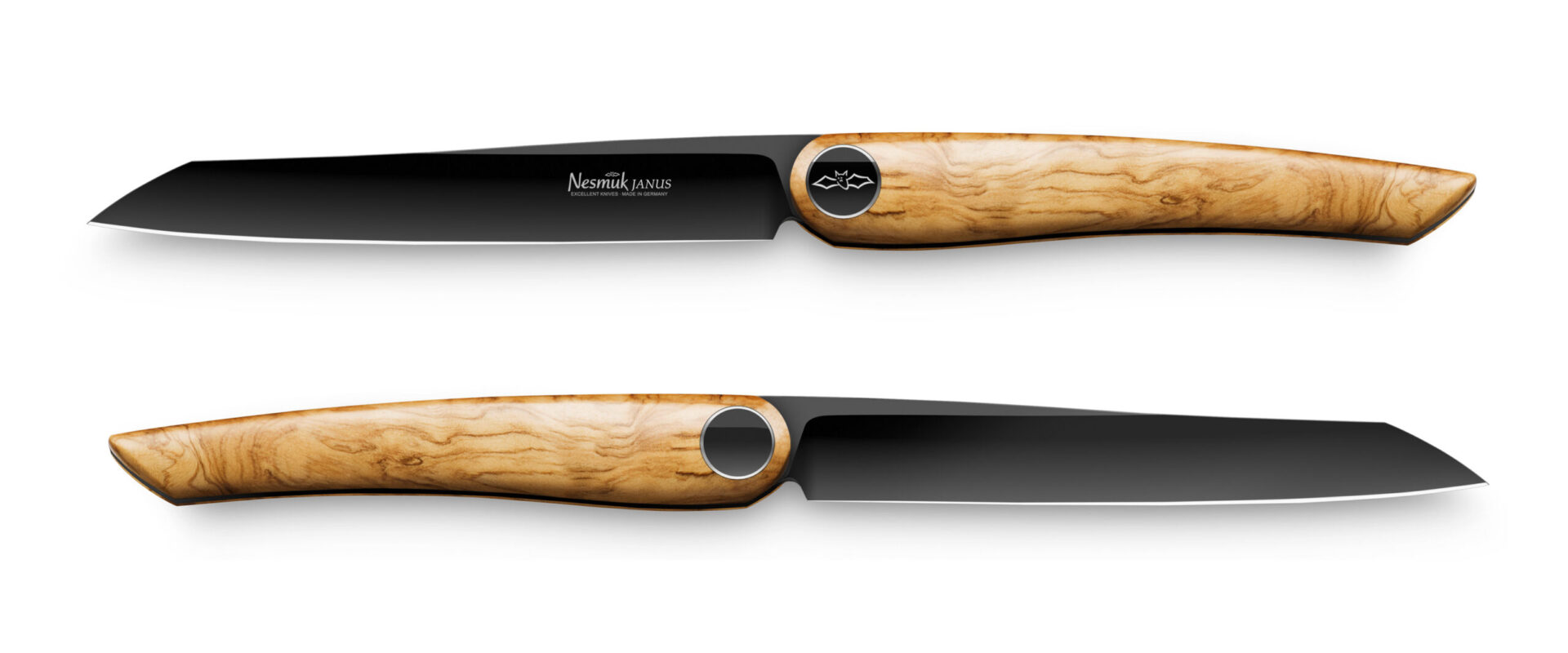 nesmuk_janus_steak_knife_olive_wood_double Nesmuk Janus Steakmesser 2er-Set – Bild 1
