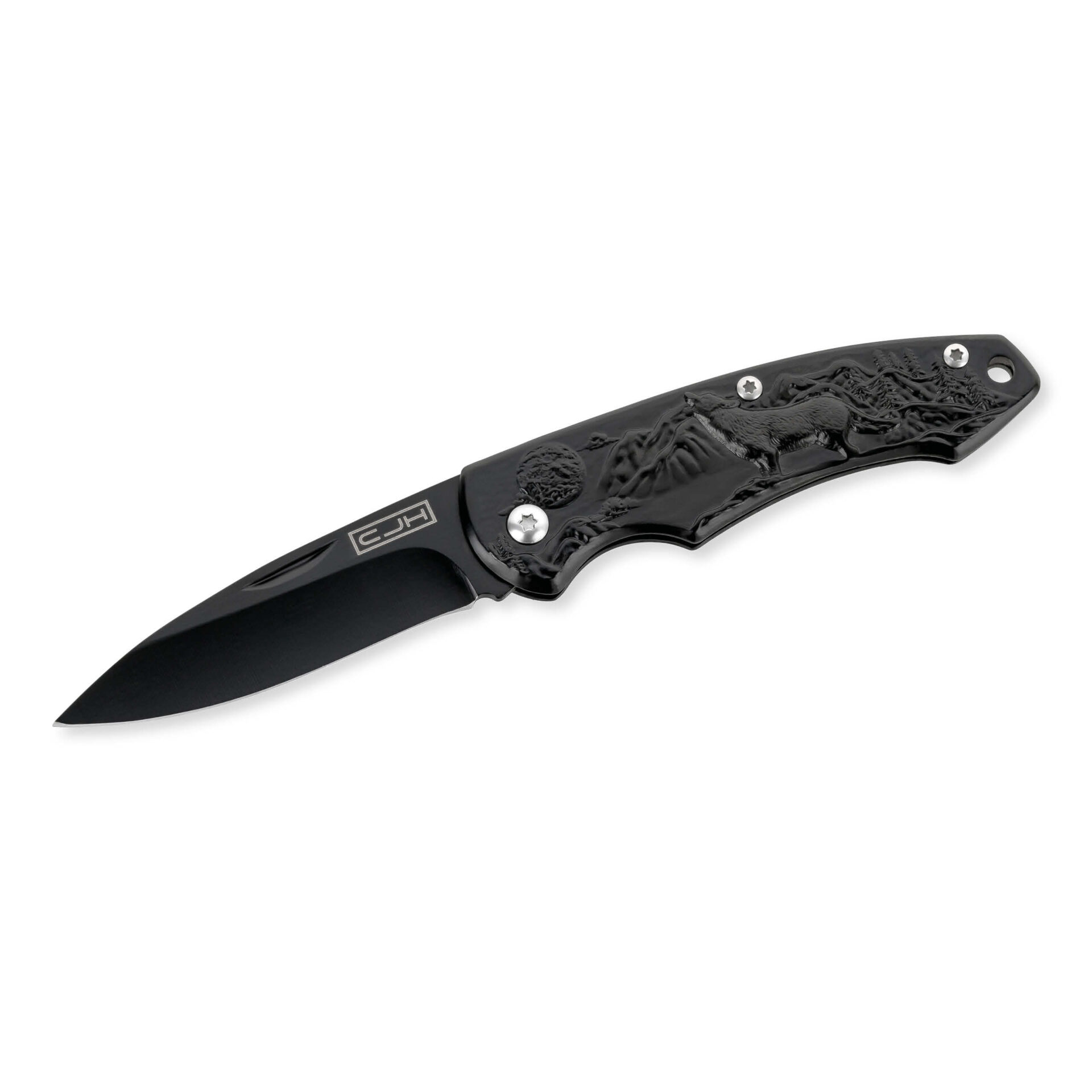 44014_web1 CJH Taschenmesser, Wolf, schwarz – Bild 1